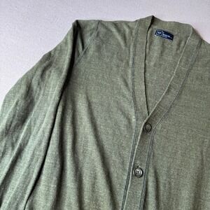 VTG Gap Men's Cotton Linen Blend V-Neck Button Front Grandpa Cardigan Sweater S
